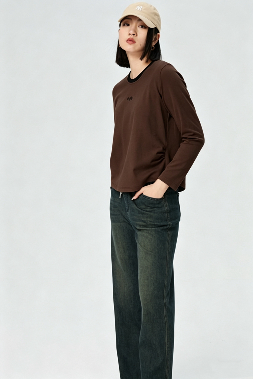 水淼加大码女装秋新款2025丝绒领小衫1470