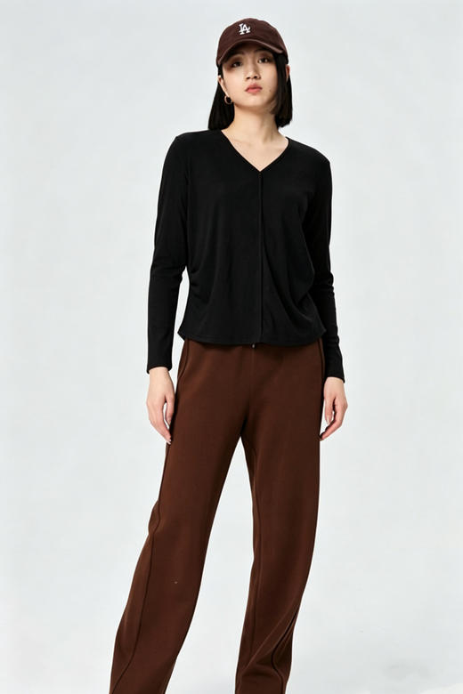 水淼2026春新款高弹V领打底衫1371 商品图0