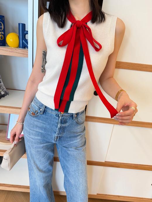 古驰 拼色学院风飘带针织上衣 商品图6