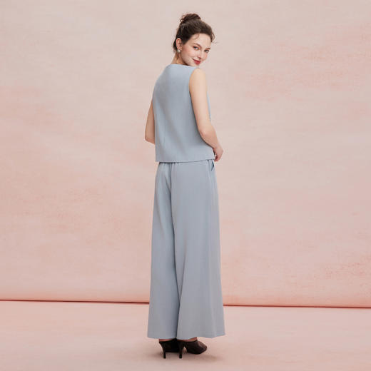 RF403斯尔丽26新款老钱亚麻手工钉珠无袖马甲搭阔腿裤套装 商品图1