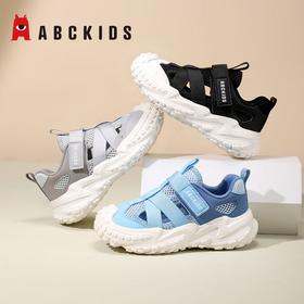 Abckids男童鞋子夏季新款镂空网面透气儿童运动鞋女包头凉鞋28-37★