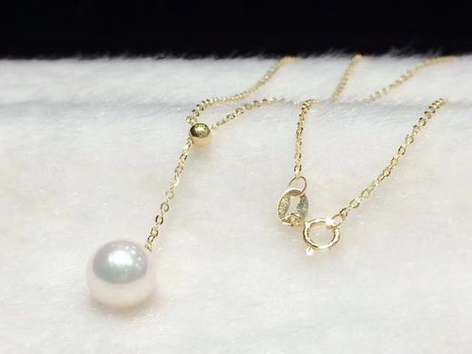 16.
经典Y字链✨
18K金AKOYA珍珠项链，前面款式可以自由调节长度[调皮]7.5-8mm珠，圆，微瑕，珠光超亮 商品图3