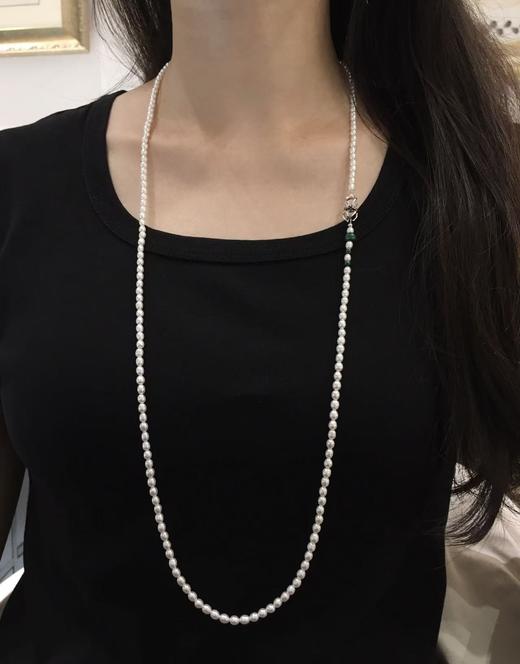 2.极光无核淡水米链  珠光超亮 [哇][哇]
3.5-4mm 约83cm 925银扣子 可多种戴法 商品图3