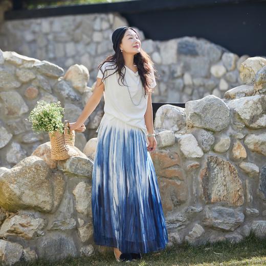 【林栖设计小店】明月疏星|米白色棉麻蓝印花纹
夏新款百搭T恤短袖1962185 商品图4