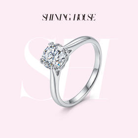 ShiningHouse[培育] 18k金钻石戒指 圆钻形1克拉钻人工真钻人造钻石K金戒指简约钻石戒指悦己送礼臻选【此商品不支持7天无理由退货退款】预计3日发货