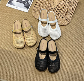 KAISER凯撒 复古编织镂空凉拖鞋KS3005