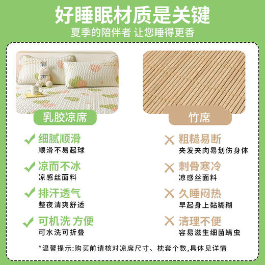 【透气不闷汗！防滑不移位】夏季冰丝乳胶凉席三件套印花软凉席床垫两用单人卡通小清新冰丝席。xb 商品图2