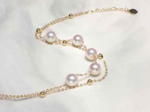 7.爆款双层手链😍😍
18K金AKOYA珍珠手链，5-6mm珠，微瑕，珠光超亮，戴起来真的好看，链长18cm可调节 商品图0