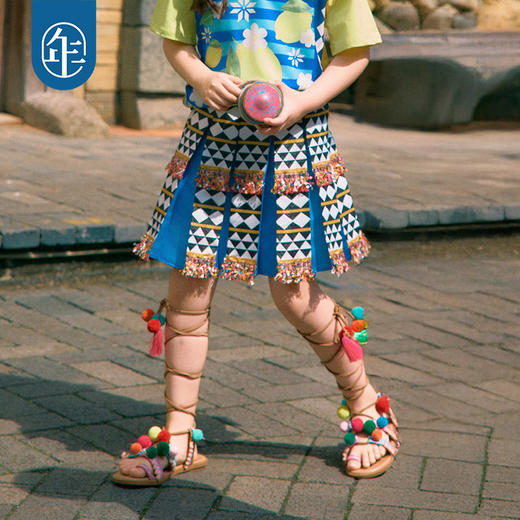 年衣童装儿童半身裙女童2026年新款民族风中大童高腰A字裙子短裙 商品图2