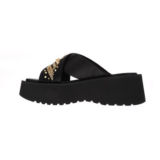 sheme原创设计刺绣水晶速干内里巴洛克风格女士厚底拖鞋可定制 商品图1