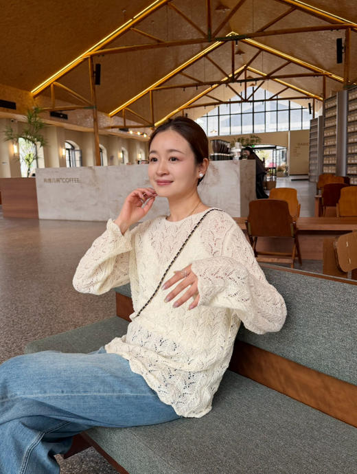 2604304    “康宝莱🧶” 钩花针织 棉镂空上衣 商品图4