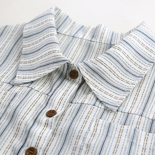 RF220斯尔丽2026新款休闲风条纹衬衣搭配阔脚裤松弛通勤 商品图5