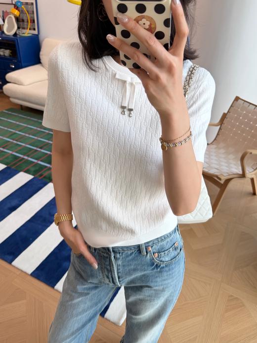 古驰 最新款🆕蝴蝶结🎀提花针织短袖 商品图0