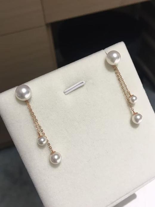 11.新品❤️ 一款两戴
18K金AKOYA珍珠耳线，4/6/8mm，圆，微瑕，珠光很亮，性价比高 商品图1