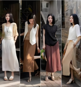 亚麻天丝高腰半身裙， 夏天走路带风，久坐也不闷汗，告别黏腻感