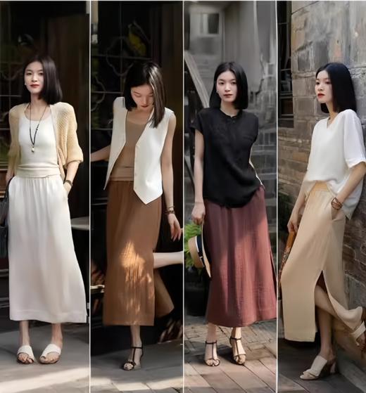 亚麻天丝高腰半身裙， 夏天走路带风，久坐也不闷汗，告别黏腻感 商品图0