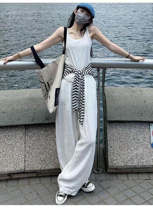 【限时39.9】白色棉麻阔腿裤女夏季薄款2026新款冰凉宽松小个子休闲慵懒拖地裤 商品图5