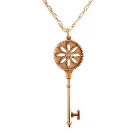 【95新】Tiffany & Co.蒂芙尼大号玫瑰金镶单钻雏菊钥匙长项链 链长约92cm女士070426NJS08