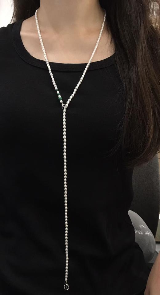 2.极光无核淡水米链  珠光超亮 [哇][哇]
3.5-4mm 约83cm 925银扣子 可多种戴法 商品图4