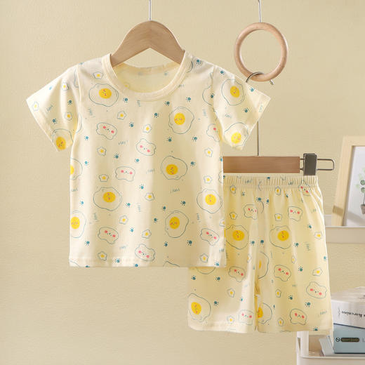 【恒温舒适！简约百搭】夏季新款儿童纯棉睡衣男女童短袖短裤家居服可外穿宝宝空调服套装。xb 商品图2