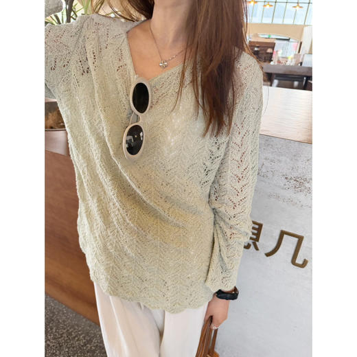 2604304    “康宝莱🧶” 钩花针织 棉镂空上衣 商品图3