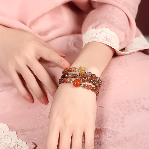 【祈愿吉品】黑金超七貔貅手链多圈金发晶手串叠戴手链 商品图2