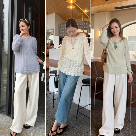 2604304    “康宝莱🧶” 钩花针织 棉镂空上衣 商品图0