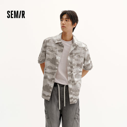 森柔|商场同款森马短袖衬衫男夏季凉感休闲牛仔上衣2026新款百搭 商品图1