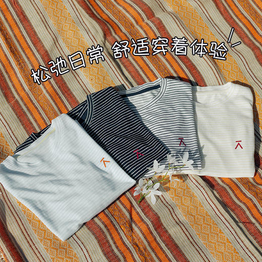 【出游季特惠-春夏新品]ACMEITEM爱棵米户外休闲亲肤松弛细条纹短袖T恤-GAH2441070C 商品图4