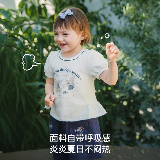 【宝宝服饰】嫚熙童装儿童T恤2026夏季新款女宝柔软亲肤透气超柔泡泡袖上衣 商品图2