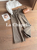 专柜实拍【摩卡美拉德】拉夏贝尔/La Chapelle复古色系高腰单扣后皮标做旧款猫须设计全棉直筒牛仔裤 商品缩略图9
