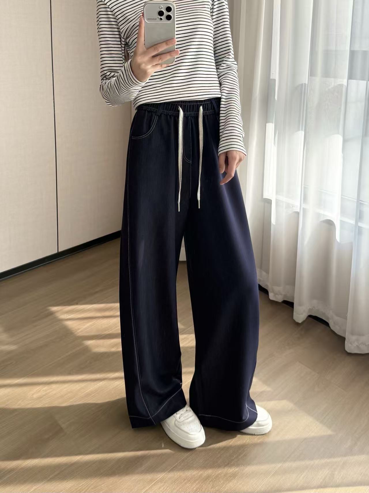 【hm1】女士百搭休闲直筒宽松牛仔长裤！！