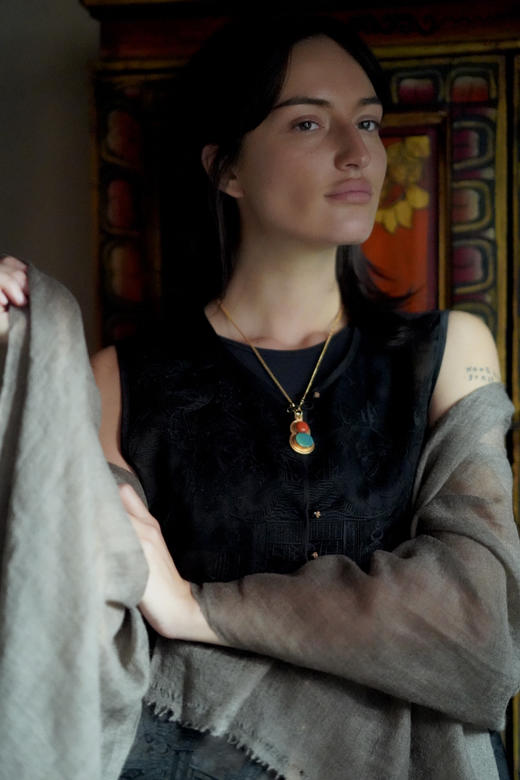 水银鎏金大宝葫芦老南红瓷松吊坠 商品图1