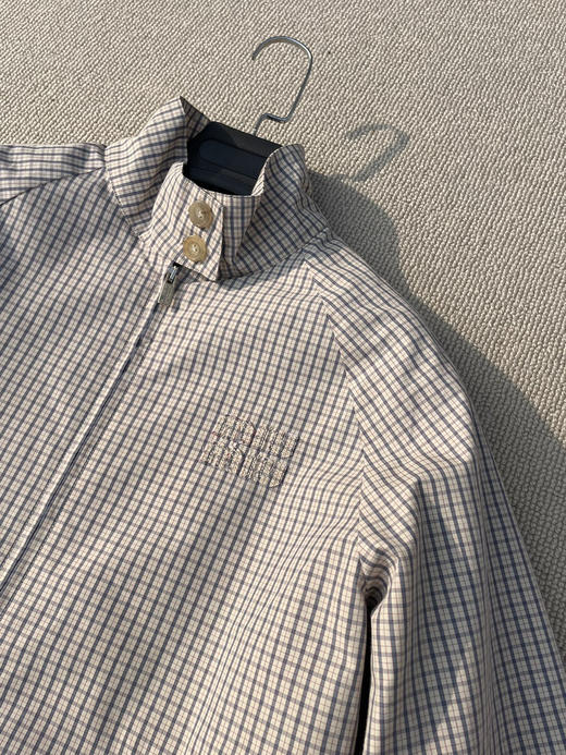 413-3 特惠 独家圆正 miu科技棉小格子立领夹克 轻盈优雅春夏外套 我穿40 商品图13