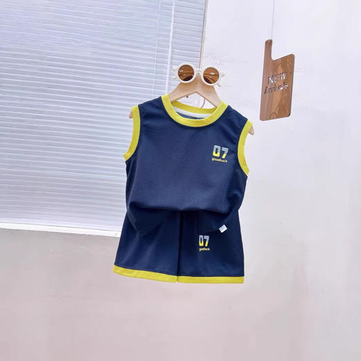 【耐磨抗皱！透气排汗】华夫格儿童运动套装夏季无袖背心运动篮球服男女童透气两件套。xb 商品图3
