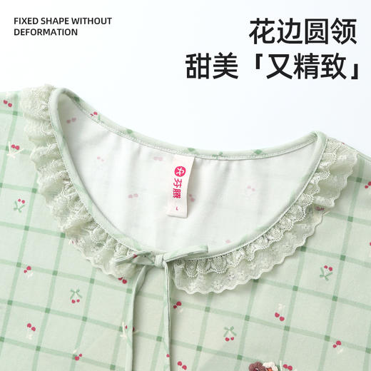 芬腾新款夏季纯棉女睡裙短袖圆领套头蕾丝花边甜美可爱休闲家居服★ 商品图2
