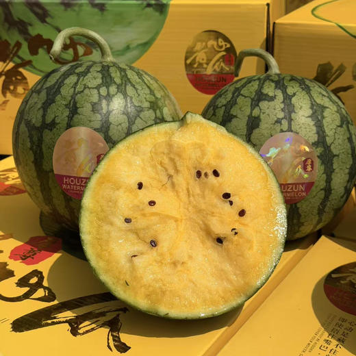 石家庄优选仓库速达，厚尊黄心西瓜，绿衣黄瓤，细腻脆爽，甜而多汁 ，自然的西瓜香沁人心脾，净重约4斤/1枚 商品图9