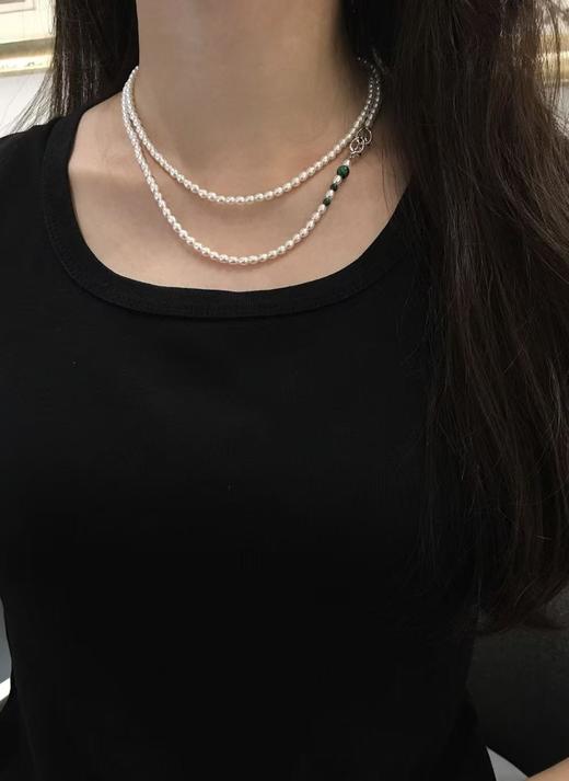 2.极光无核淡水米链  珠光超亮 [哇][哇]
3.5-4mm 约83cm 925银扣子 可多种戴法 商品图5