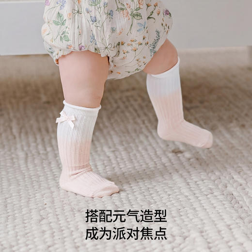 【婴童服配】嫚熙婴儿袜子过膝袜宝宝长筒袜女童防蚊袜新生儿儿童袜子 商品图5