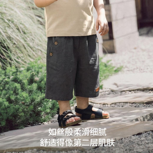 【宝宝服饰】嫚熙童装男宝宝五分裤2026新款天丝亚麻透气儿童外出服夏季短裤 商品图3