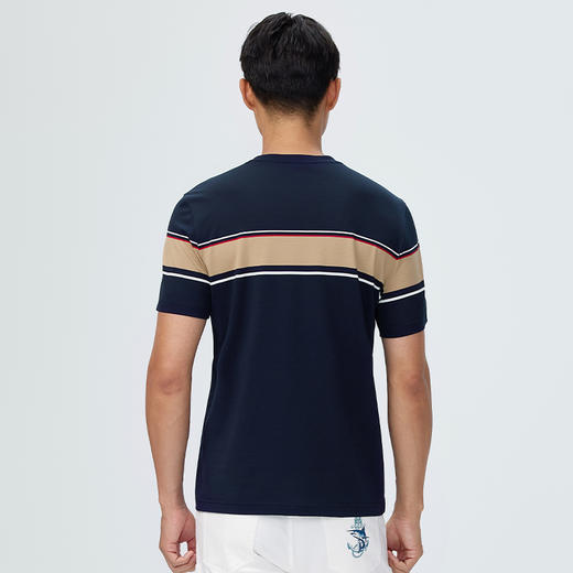 【桑蚕丝】德鲨短袖圆领T恤男2025夏季新款撞色休闲上衣打底衫 商品图4