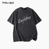 PINLI品立2026夏季新款字母印花圆领落肩袖短袖T恤上衣潮牌男体恤BG262111512 商品缩略图5