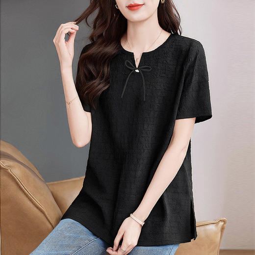 夏季黑色短袖t恤女2026年新款女装大码宽松显瘦上衣高端半袖体恤 商品图4