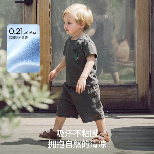 【宝宝服饰】嫚熙童装男宝宝五分裤2026新款天丝亚麻透气儿童外出服夏季短裤 商品图2