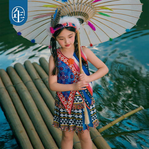 年衣童装儿童半身裙女童2026年新款民族风中大童高腰A字裙子短裙 商品图3