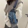 纽约洋基队 牛仔蓝满印NY刺绣字母单肩 斜挎腰包 男女同款情侣款 商品缩略图1
