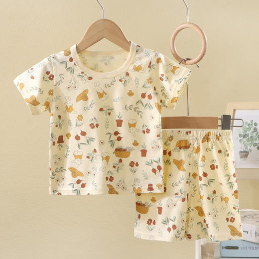 【恒温舒适！简约百搭】夏季新款儿童纯棉睡衣男女童短袖短裤家居服可外穿宝宝空调服套装。xb 商品图1