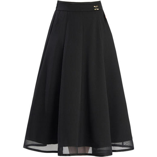 「自」全新升级【铂金会员146/天猫189/差价43】(21008)洛诗琳气质网纱边褶皱半身裙女2026新款高腰中长通A字裙 商品图4