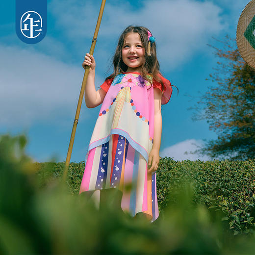 年衣童装儿童无袖连衣裙女童新款夏装民族风女孩甜美小飞袖中长裙 商品图1