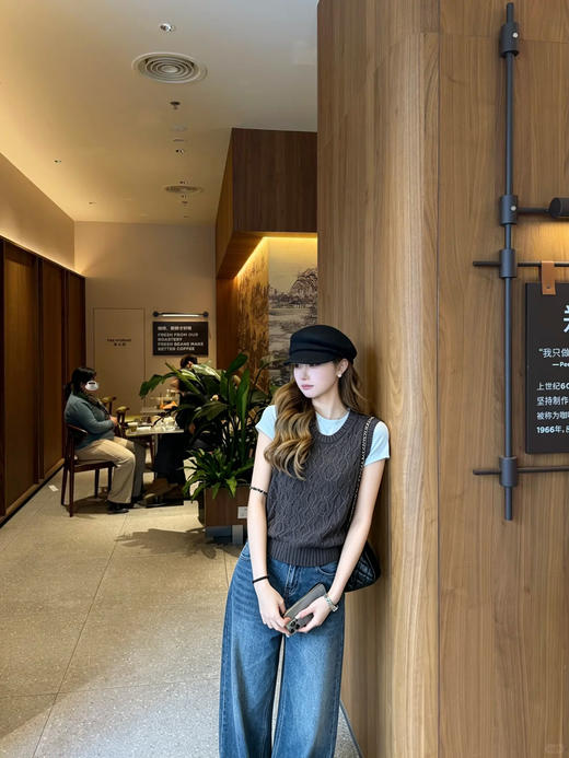 天猫同步【叠搭神器！】拉夏贝尔/La Chapelle INS风！舒适有型韩系圆领镂空针织马甲百搭坎肩叠穿背心 商品图10